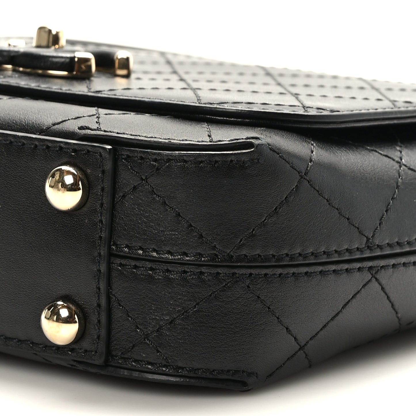 Calfskin Stitched Small Covered CC Flap Bag Black