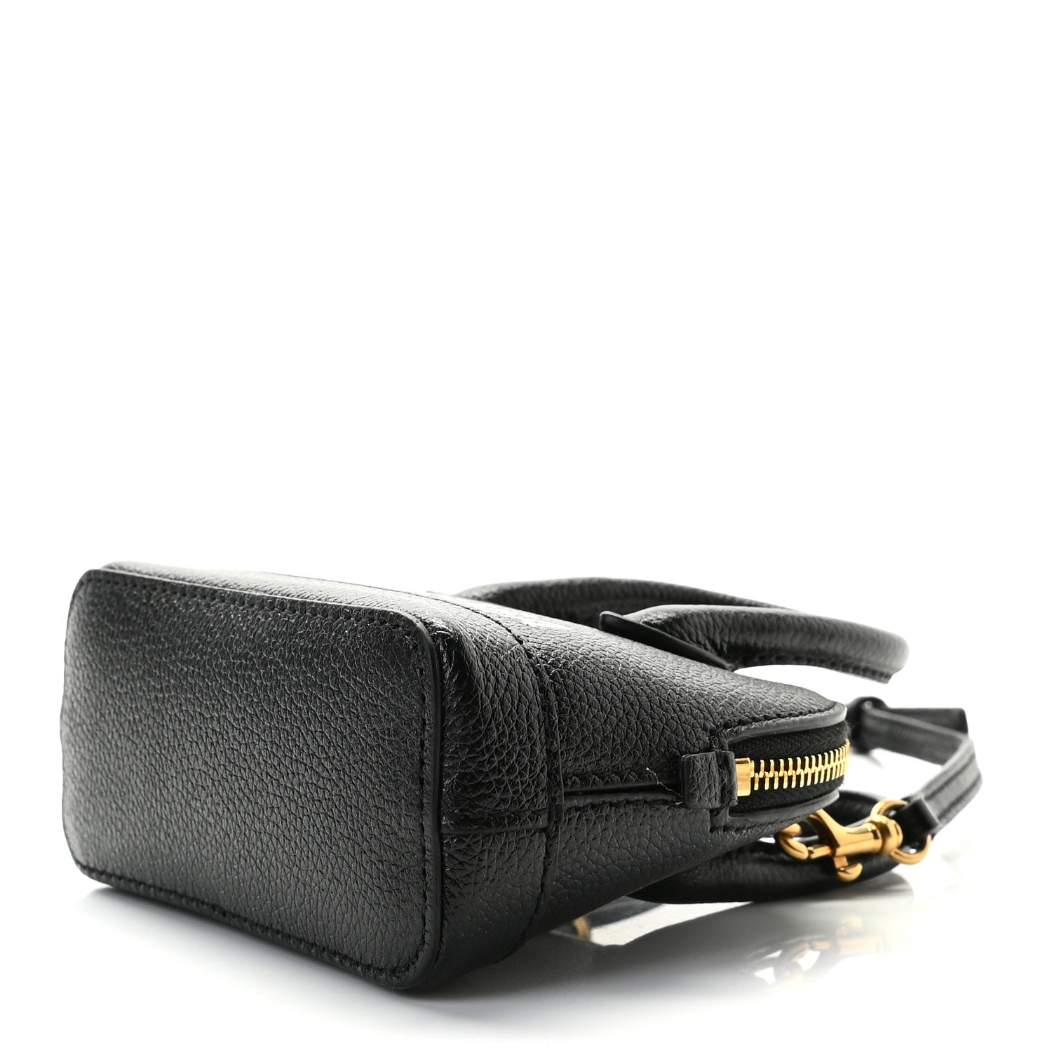 Balenciaga Grained Calfskin Logo Mini Ville Top Handle Bag Black White 9 of 10