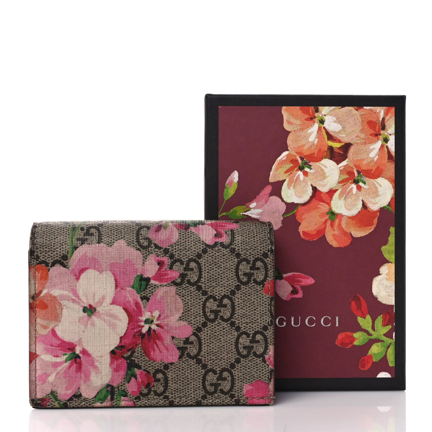 Gucci GG Supreme Monogram Blooms Card Case Beige Multicolor Dry Rose 7 of 7