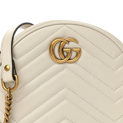 Gucci Calfskin Matelasse Mini GG Marmont Round Shoulder Bag White 8 of 10