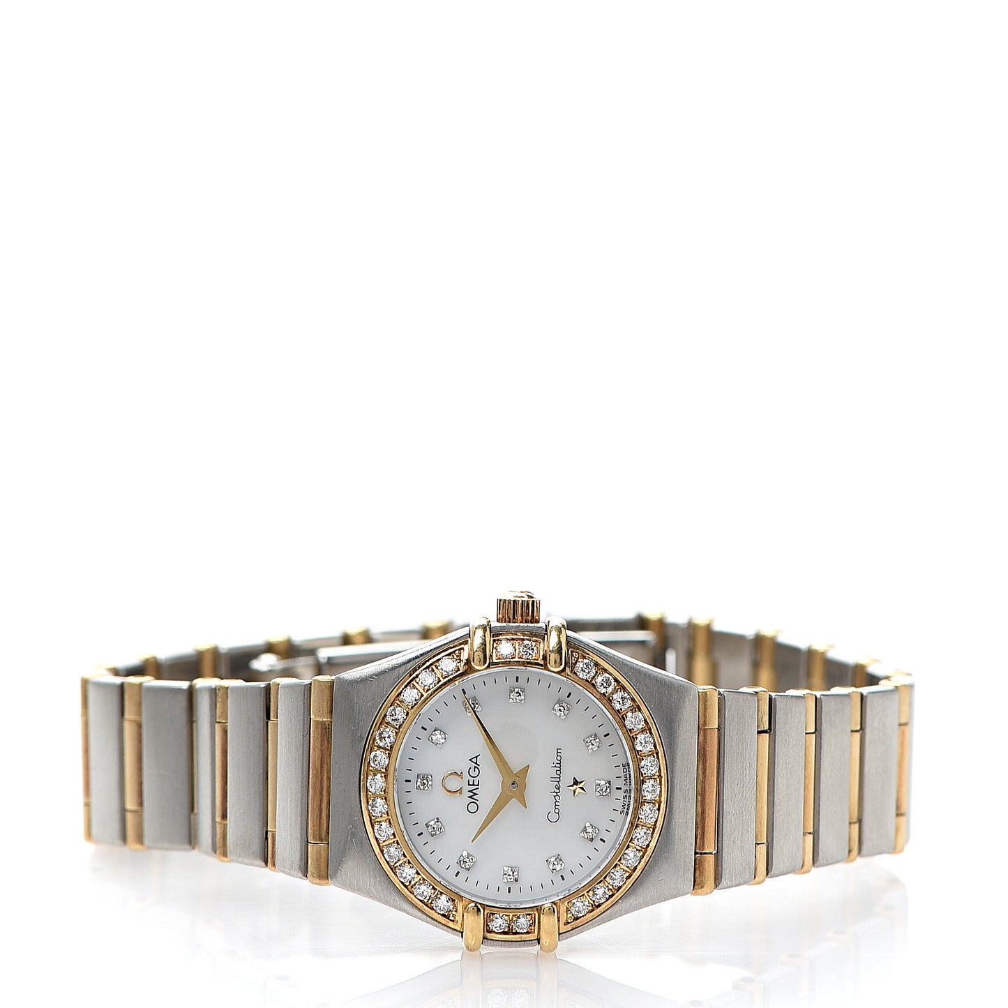 Stainless Steel 18K Yellow Gold Diamond Bezel Mother of Pearl 22mm Constellation Quartz Watch 1267.75.00