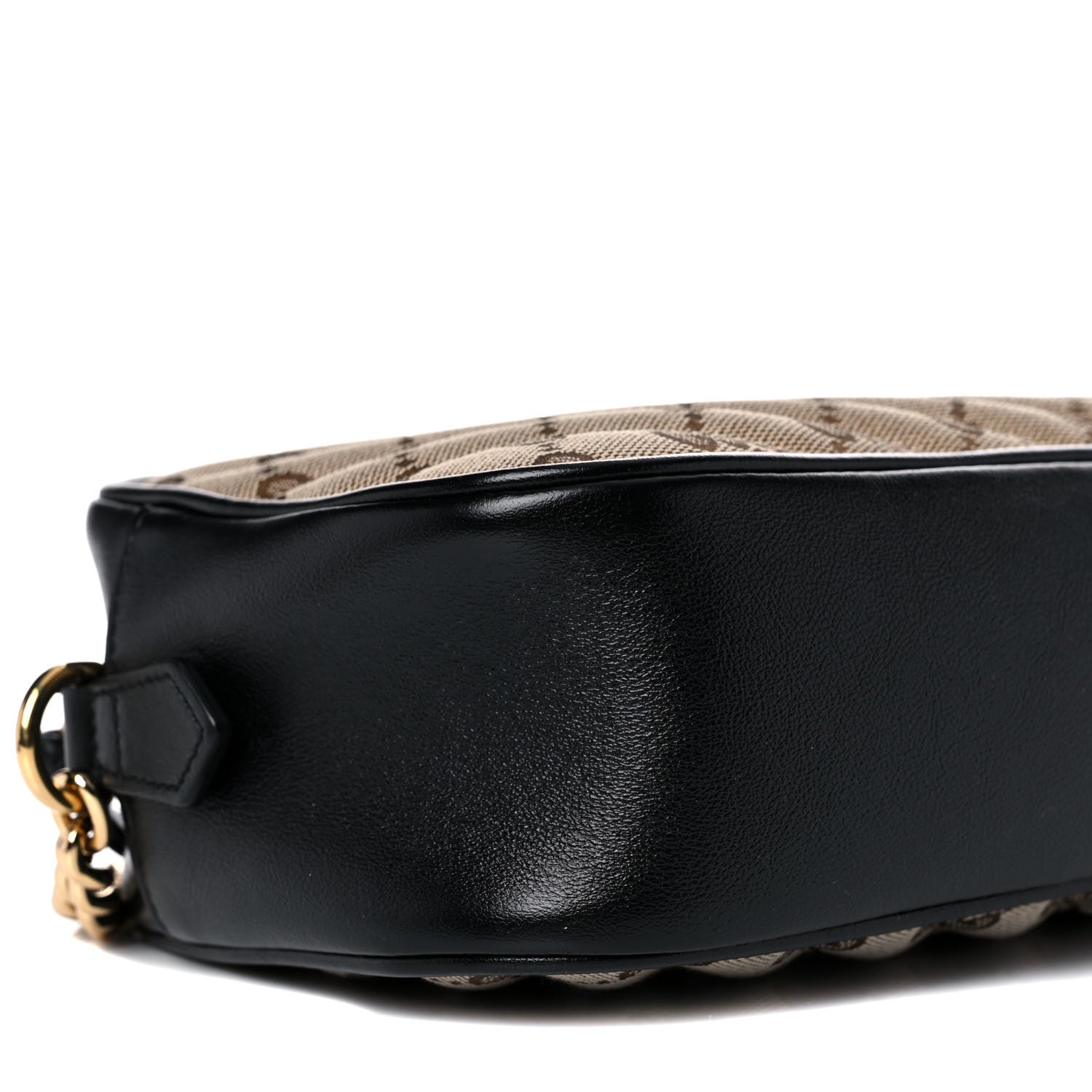 Gucci Monogram Matelasse Diagonal Small GG Marmont Chain Shoulder Bag Beige Black 9 of 15