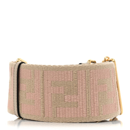 Fendi Jacquard Ribbon Vitello King FF Bi-Color Intreccio Adjustable Strap You Beige Pink 2 of 5