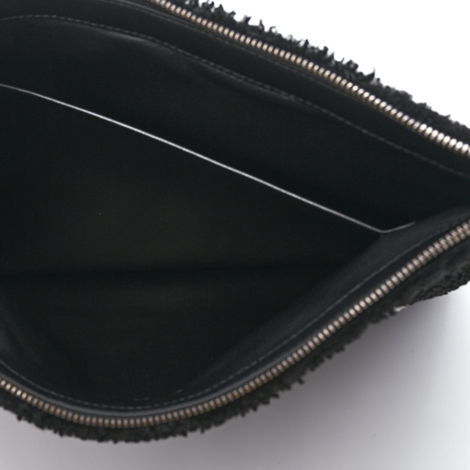 Balenciaga Sheepskin Shearling Contrasted Logo Large Zip Pouch Black 5 of 7