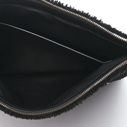 Balenciaga Sheepskin Shearling Contrasted Logo Large Zip Pouch Black 5 of 7