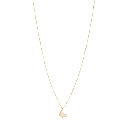 Van Cleef & Arpels 18K Yellow Gold Mother of Pearl Sweet Alhambra Butterfly Pendant Necklace 1 of 4