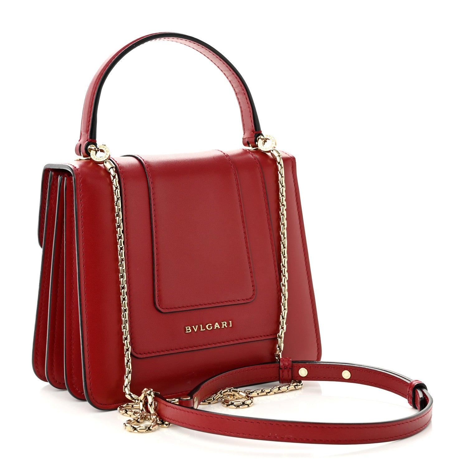 Bulgari Calfskin Serpenti Forever Top Handle Red 4 of 11