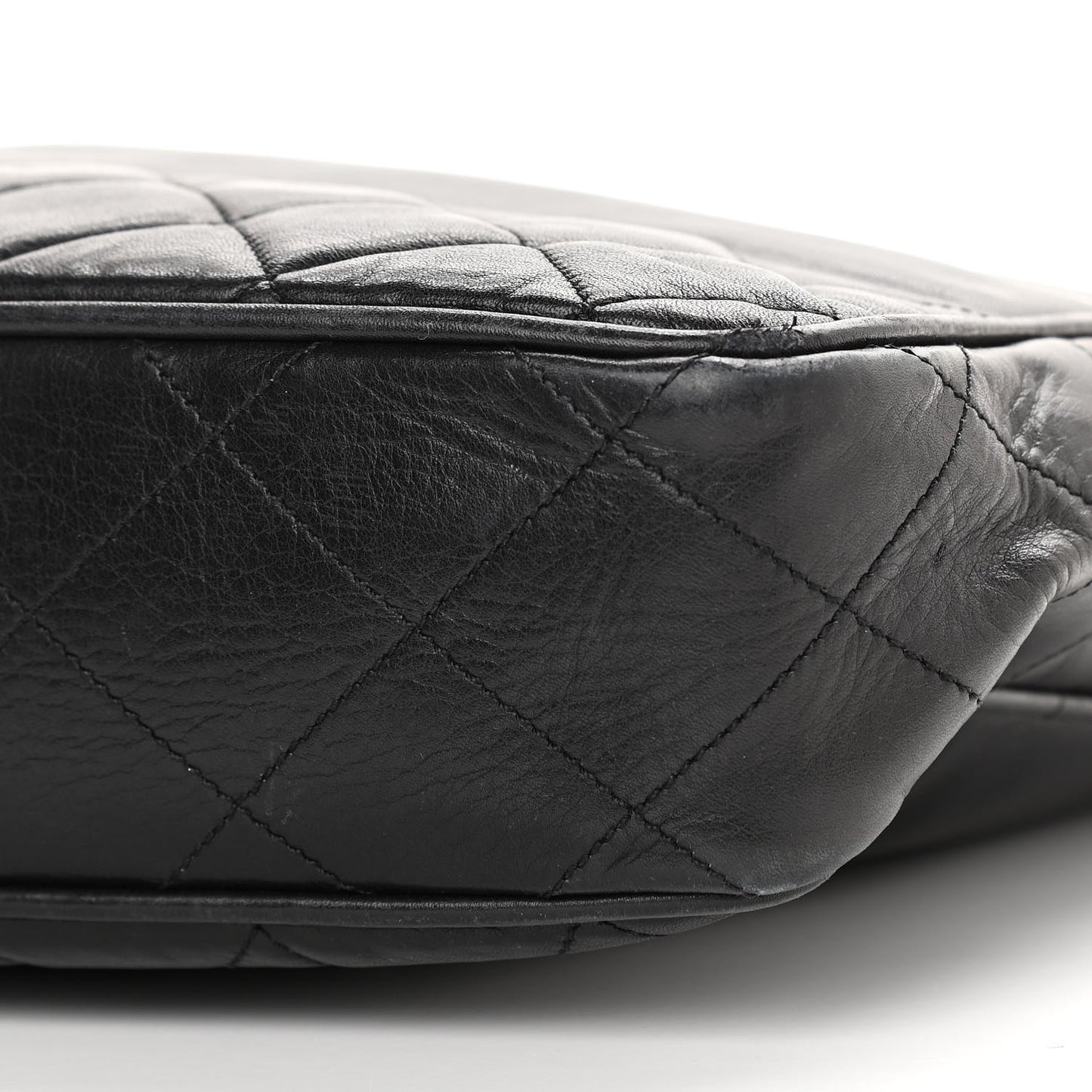 Lambskin Quilted Shopping Tote Black