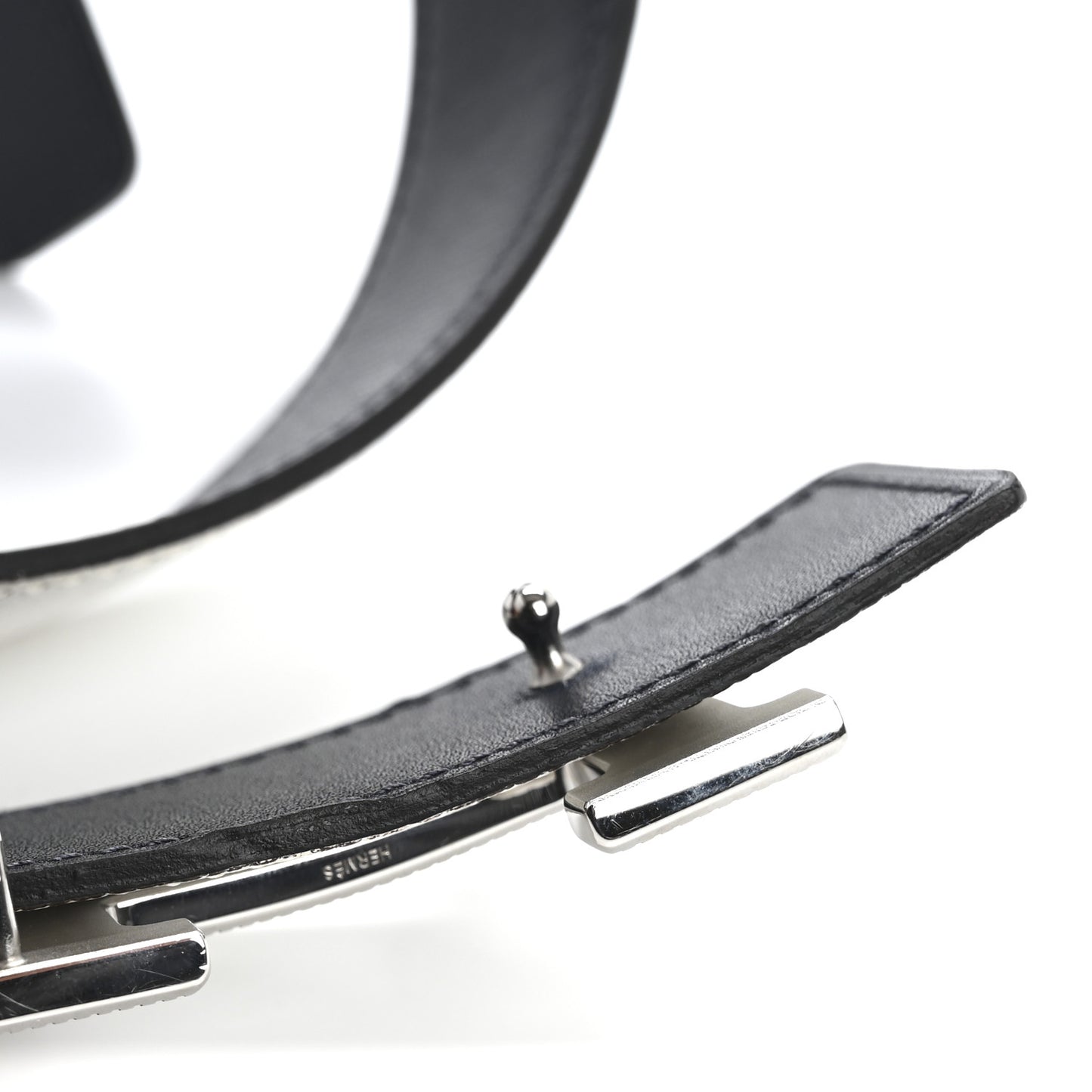 Epsom Box 32mm Strie H Belt 80 32 White Bleu Indigo