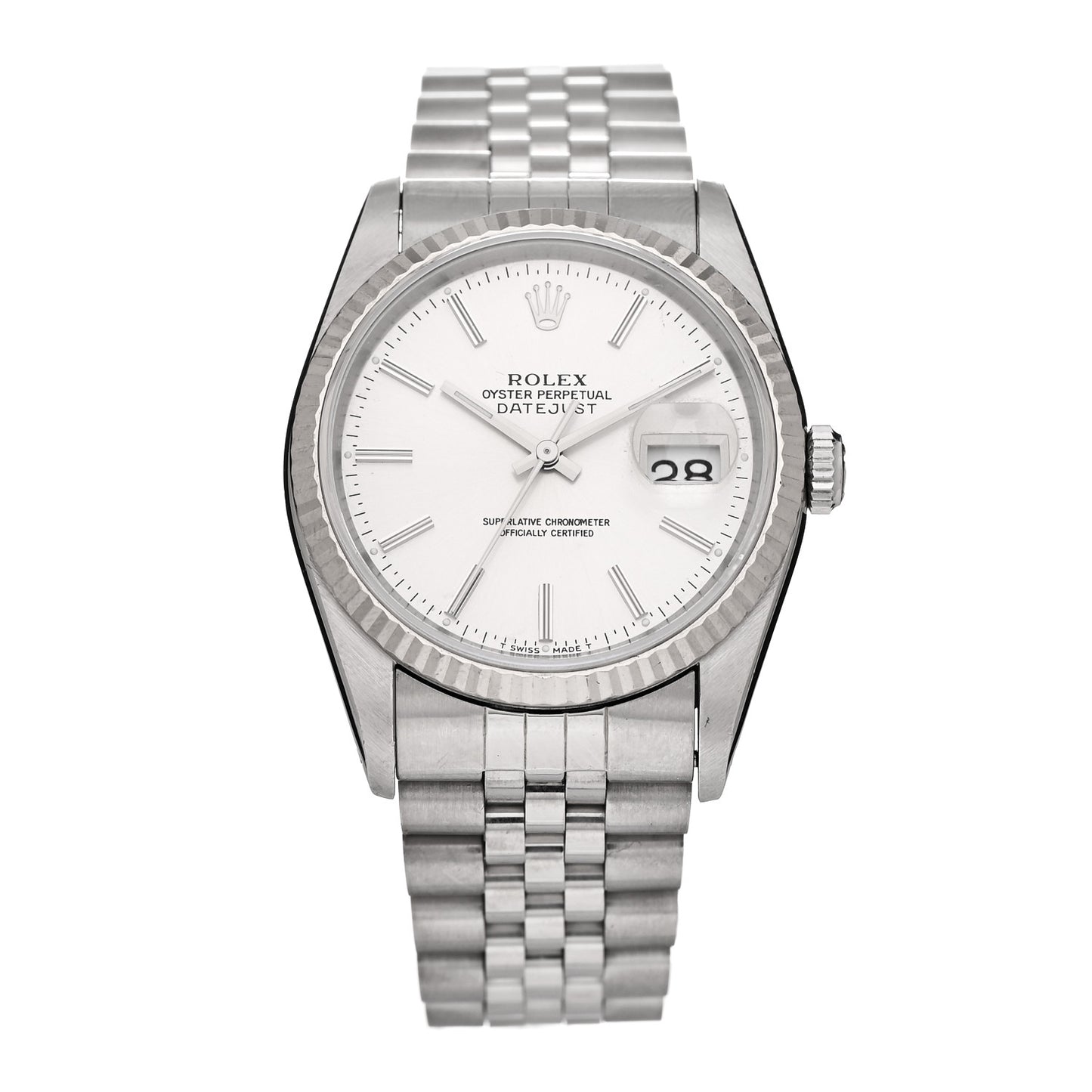 Stainless Steel 18K White Gold 36mm Oyster Perpetual Datejust Watch Silver 16234