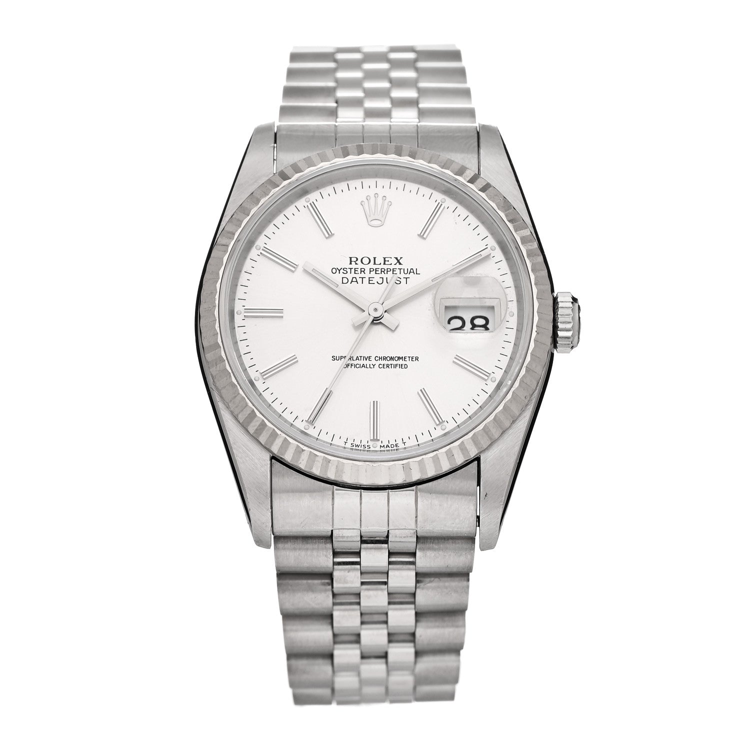 Rolex Stainless Steel 18K White Gold 36mm Oyster Perpetual Datejust Watch Silver 16234 1 of 4
