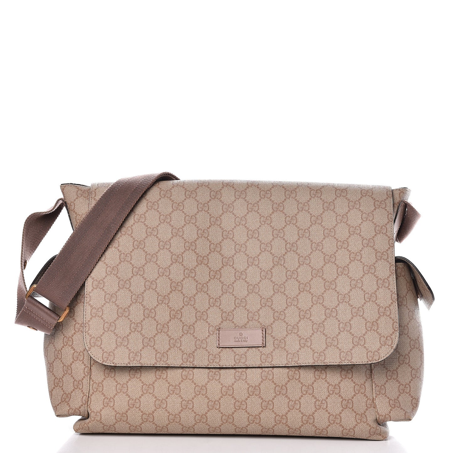 GG Supreme Monogram Messenger Diaper Bag Beige