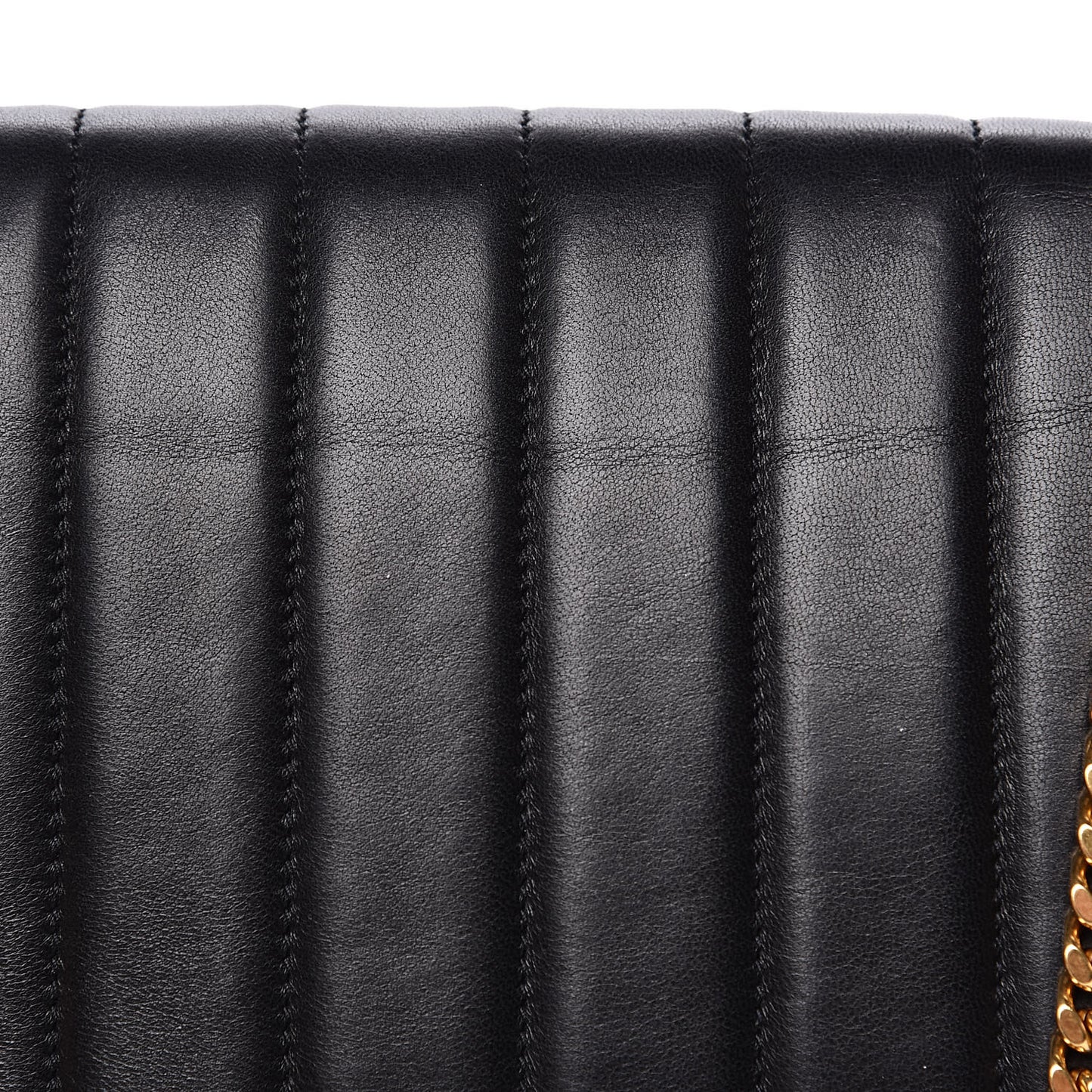 Lambskin Matelasse Monogram Vicky Chain Wallet Black