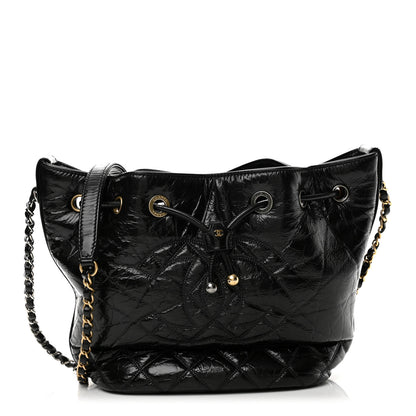 Chanel Shiny Aged Calfskin CC Chain Drawstring Bag Black 1 of 13