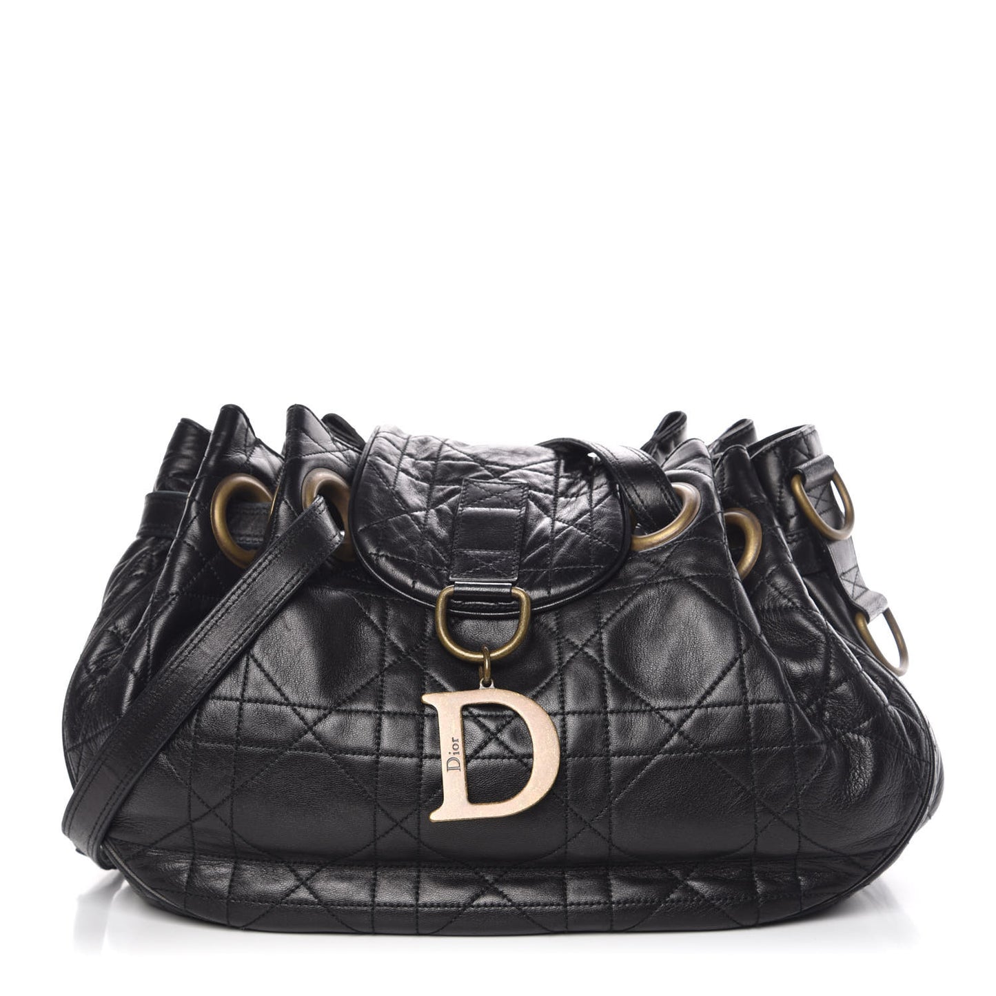 Lambskin Cannage Flap Shoulder Bag Black