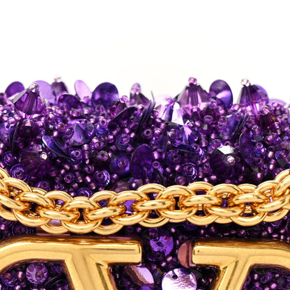 Valentino Garavani Sequin Crystal Vlogo Embroidered Small Loco Shoulder Bag Astral Purple 7 of 10