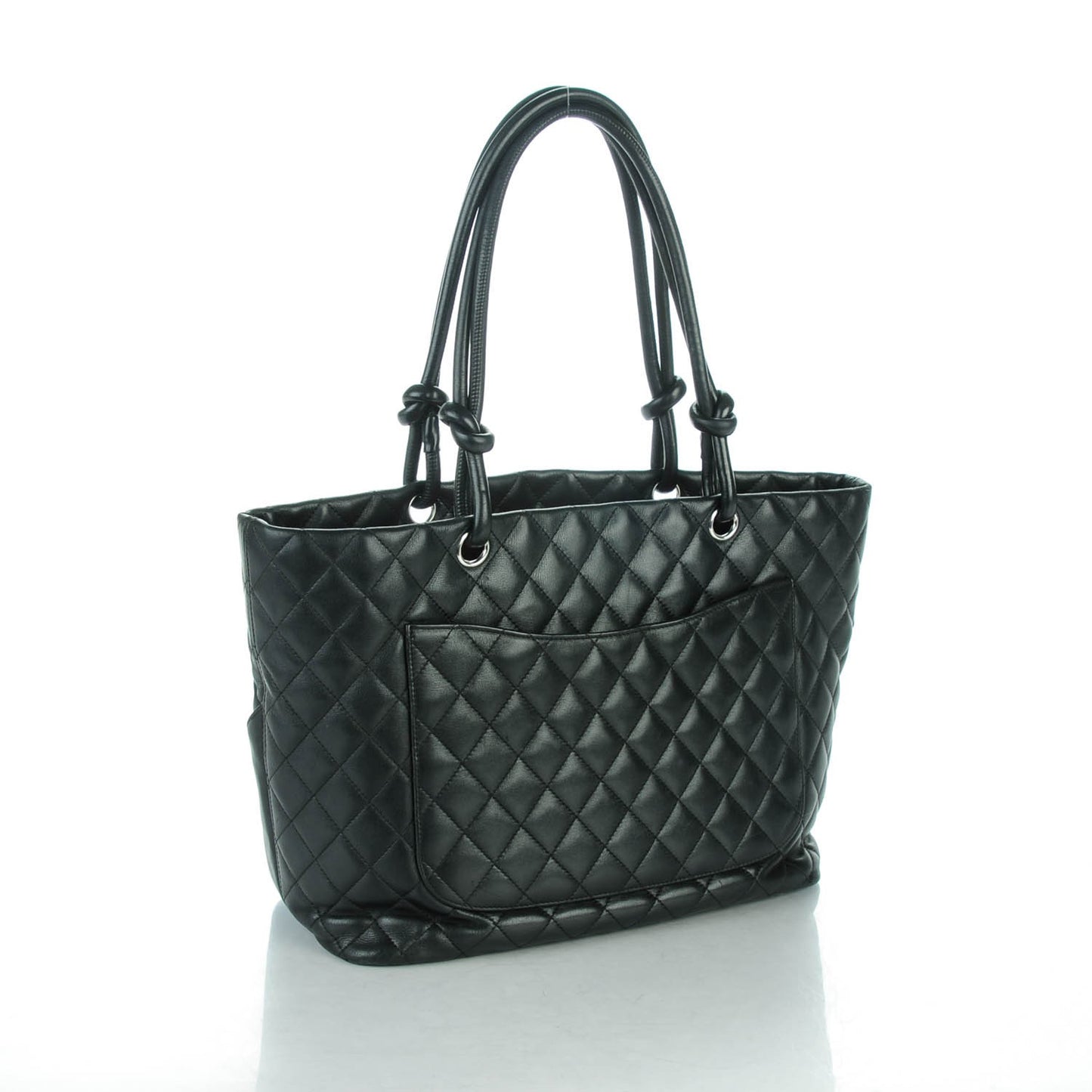 Calfskin Quilted Large Cambon Tote Black