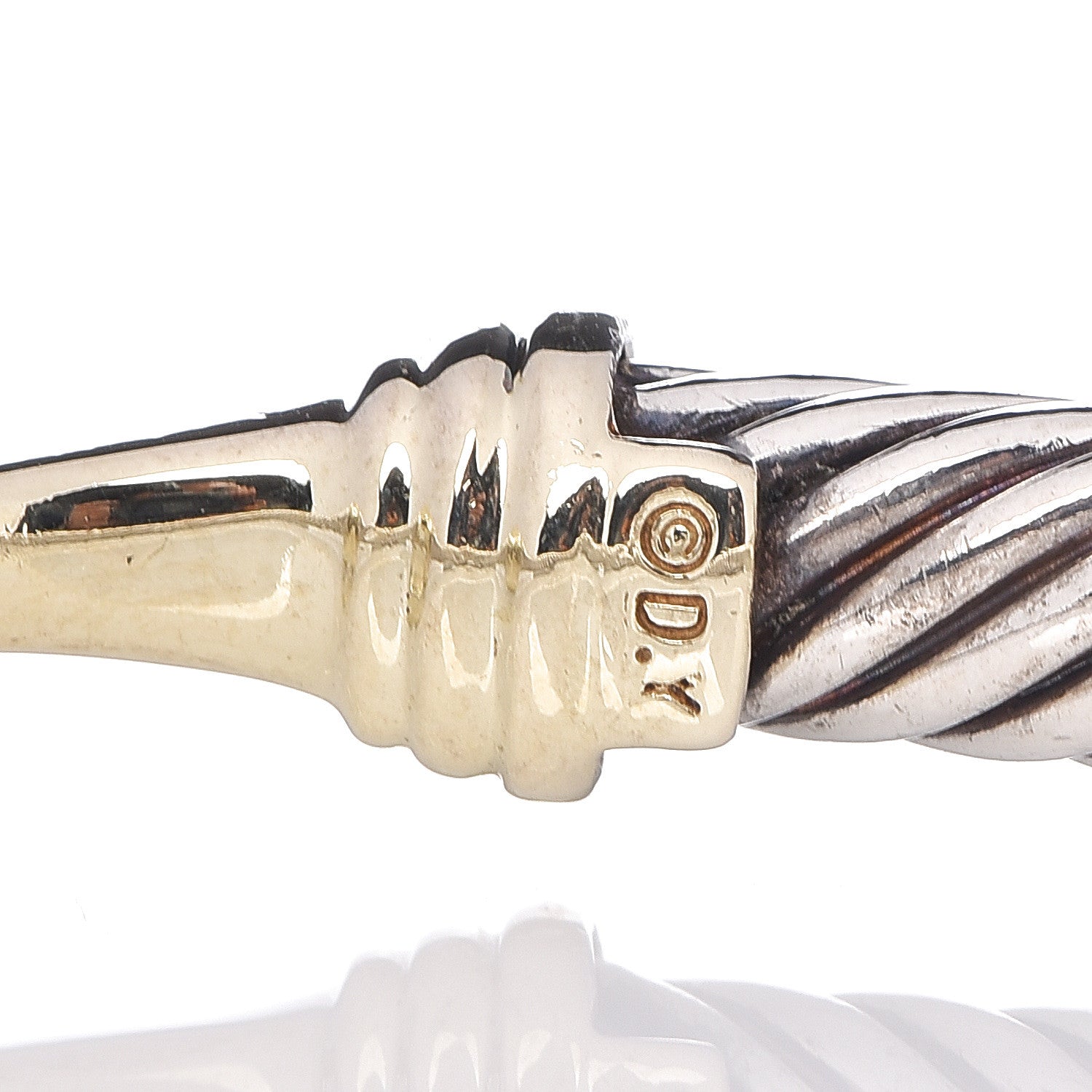 David Yurman Sterling Silver 14K Yellow Gold 5mm Cable Classic Buckle Bracelet 5 of 5