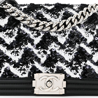 Chanel Lambskin Sequin Medium Boy Flap Bag Black 8 of 10
