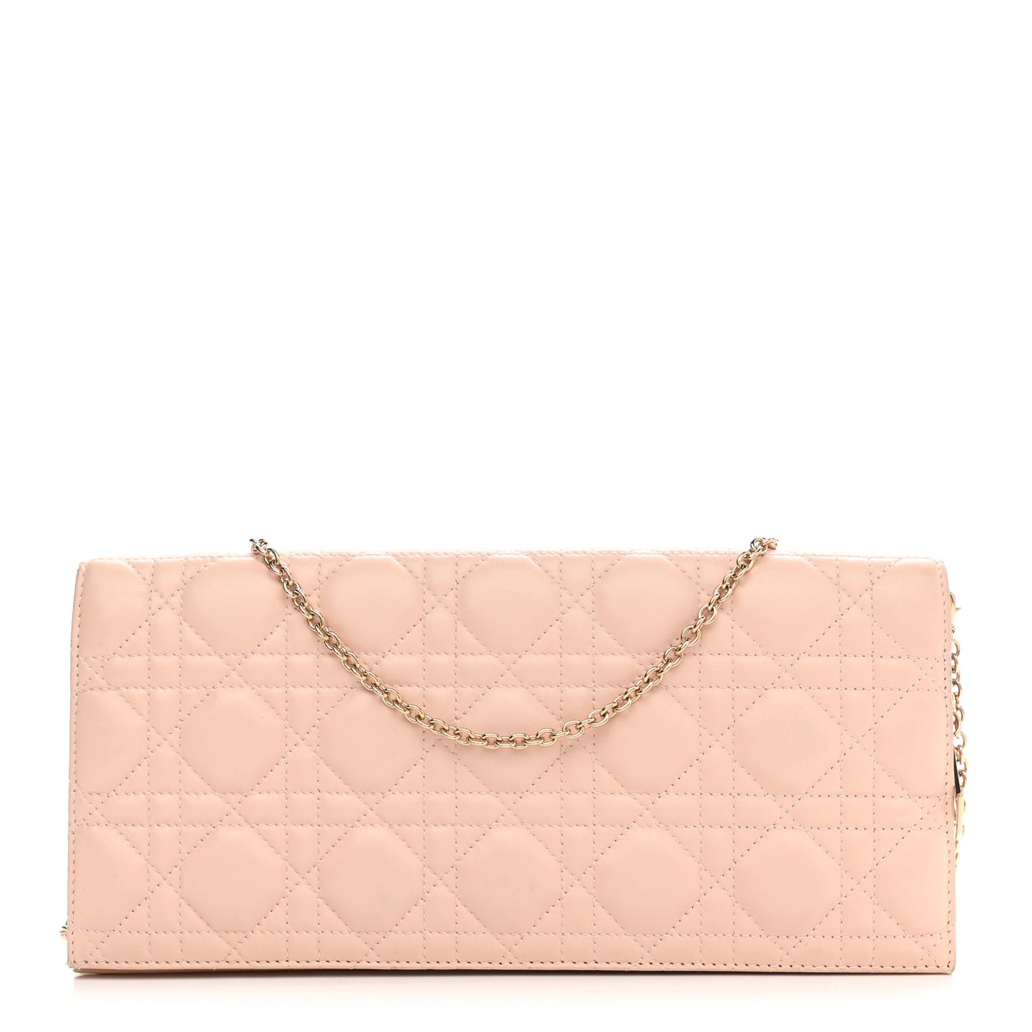 Lambskin Cannage Lady Dior Convertible Clutch Pink