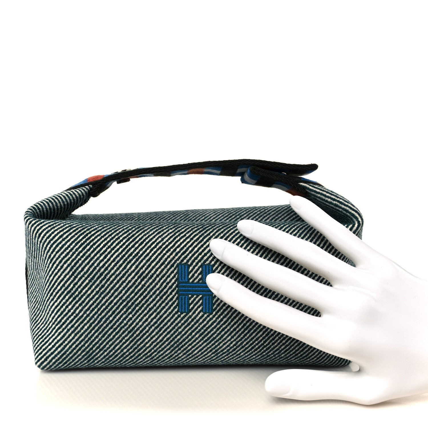 Hermes Wool Small Bride-A-Brac H Natte Pouch Bleu 2 of 9