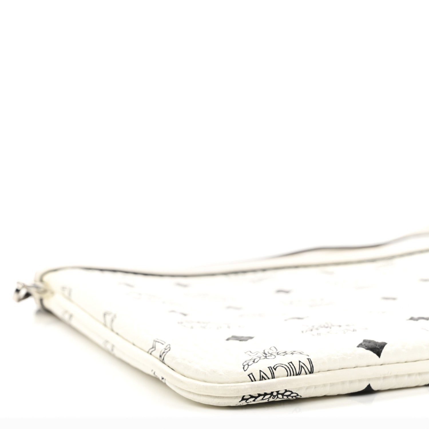 MCM Visetos Liz Shopper Tote Pouch White 8 of 10