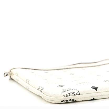 MCM Visetos Liz Shopper Tote Pouch White 8 of 10