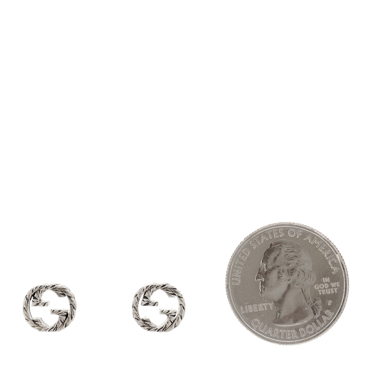 Sterling Silver Textured Interlocking G Stud Earrings