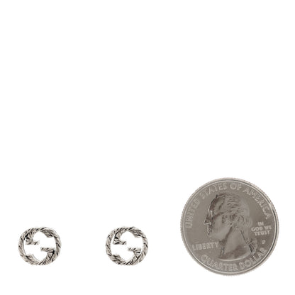 Gucci Sterling Silver Textured Interlocking G Stud Earrings 2 of 3