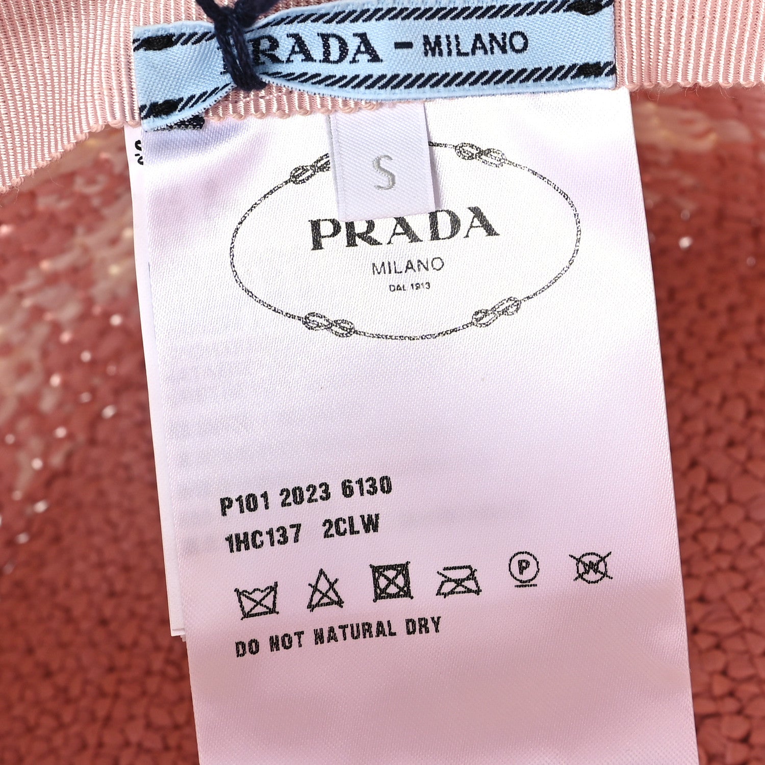 Prada Yarn Raffia Effect Crochet Triangle Bucket Hat S Alabastro 8 of 8