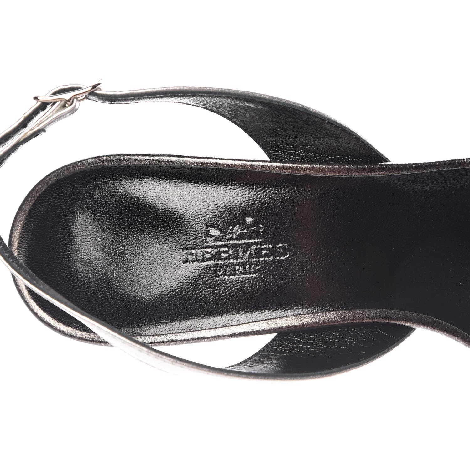 Hermes Metallic Nappa Night 70 Slingback Sandals 39 Canon De Fusil Argent 7 of 9