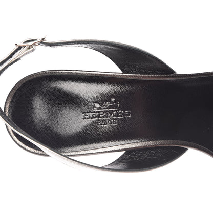 Hermes Metallic Nappa Night 70 Slingback Sandals 39 Canon De Fusil Argent 7 of 9