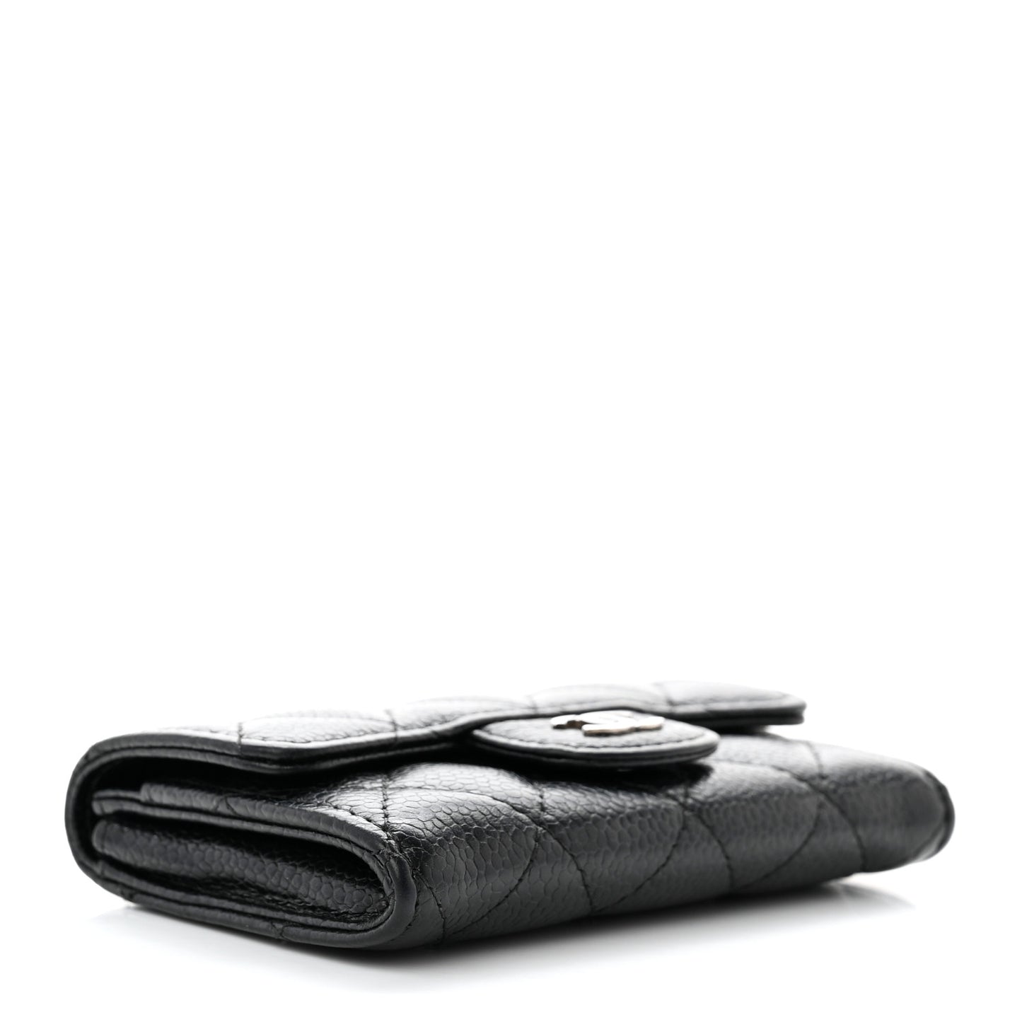 Caviar Quilted Flap Card Holder Black