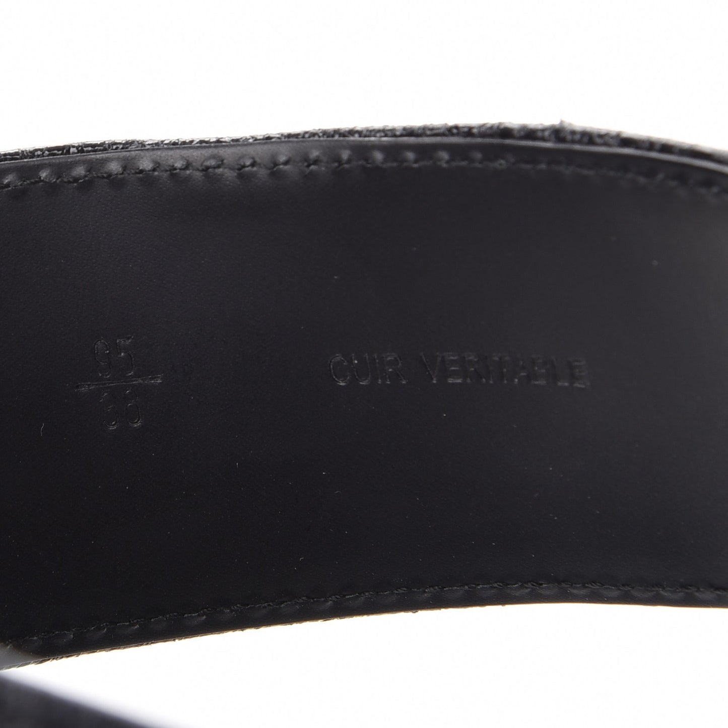 Metallic Crackled Calfskin CC Belt 95 38 Black