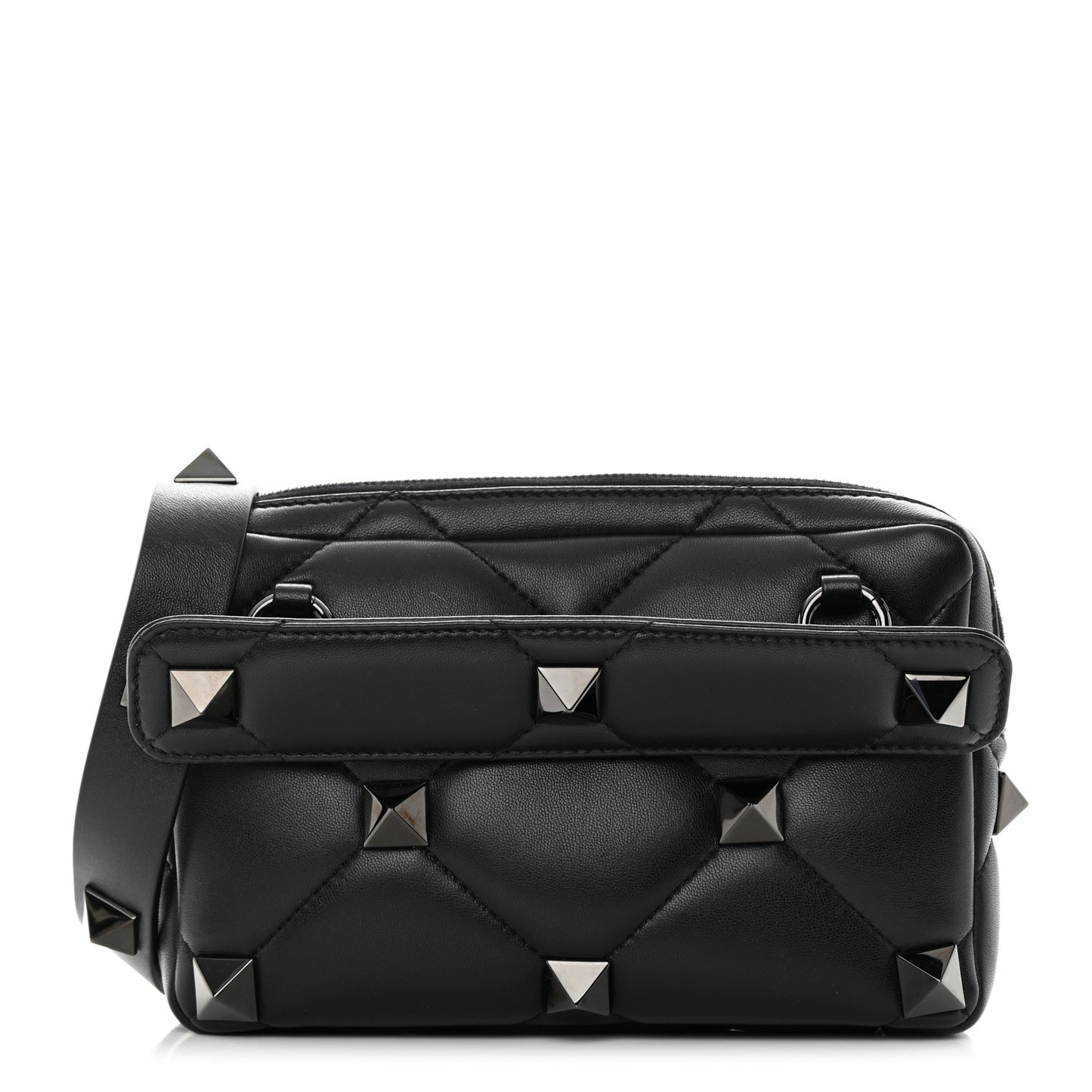 Nappa Monochrome Roman Stud Crossbody Bag Black