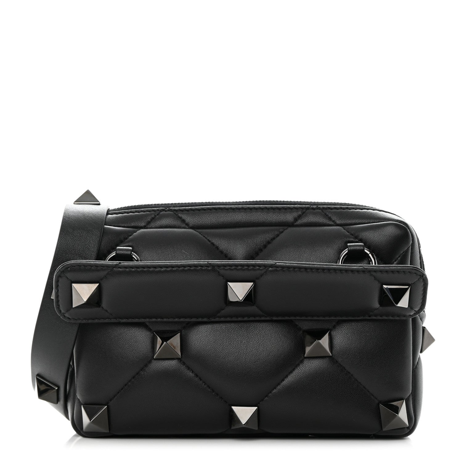 Valentino Garavani Nappa Monochrome Roman Stud Crossbody Bag Black 1 of 11