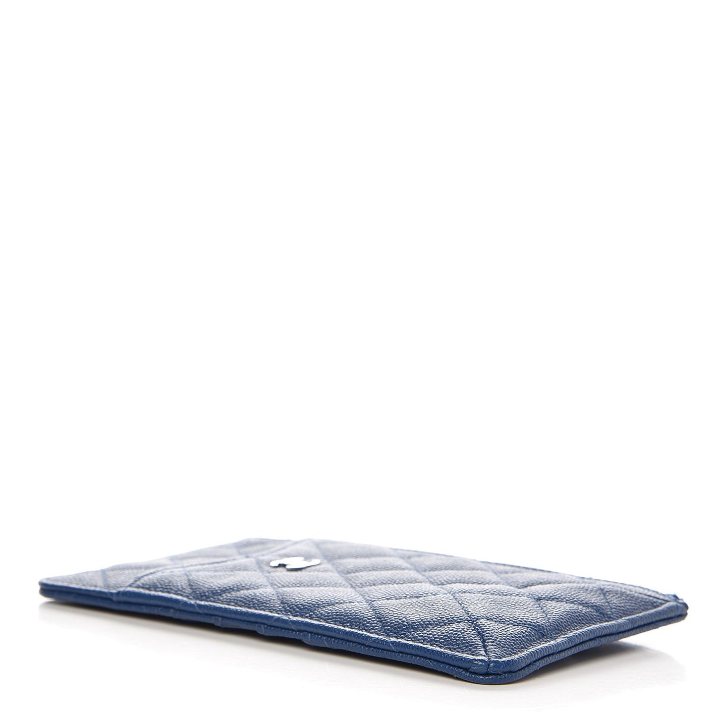 Caviar Quilted Classic Flat Wallet Pouch Blue