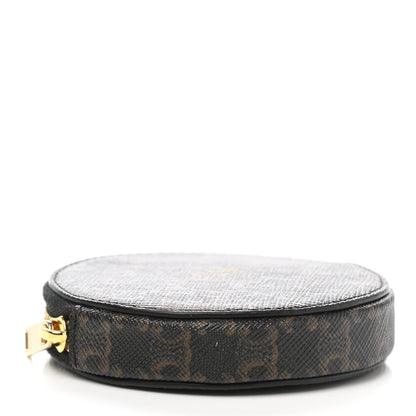 Celine Triomphe Canvas Round Zip Coin Purse 4 of 8