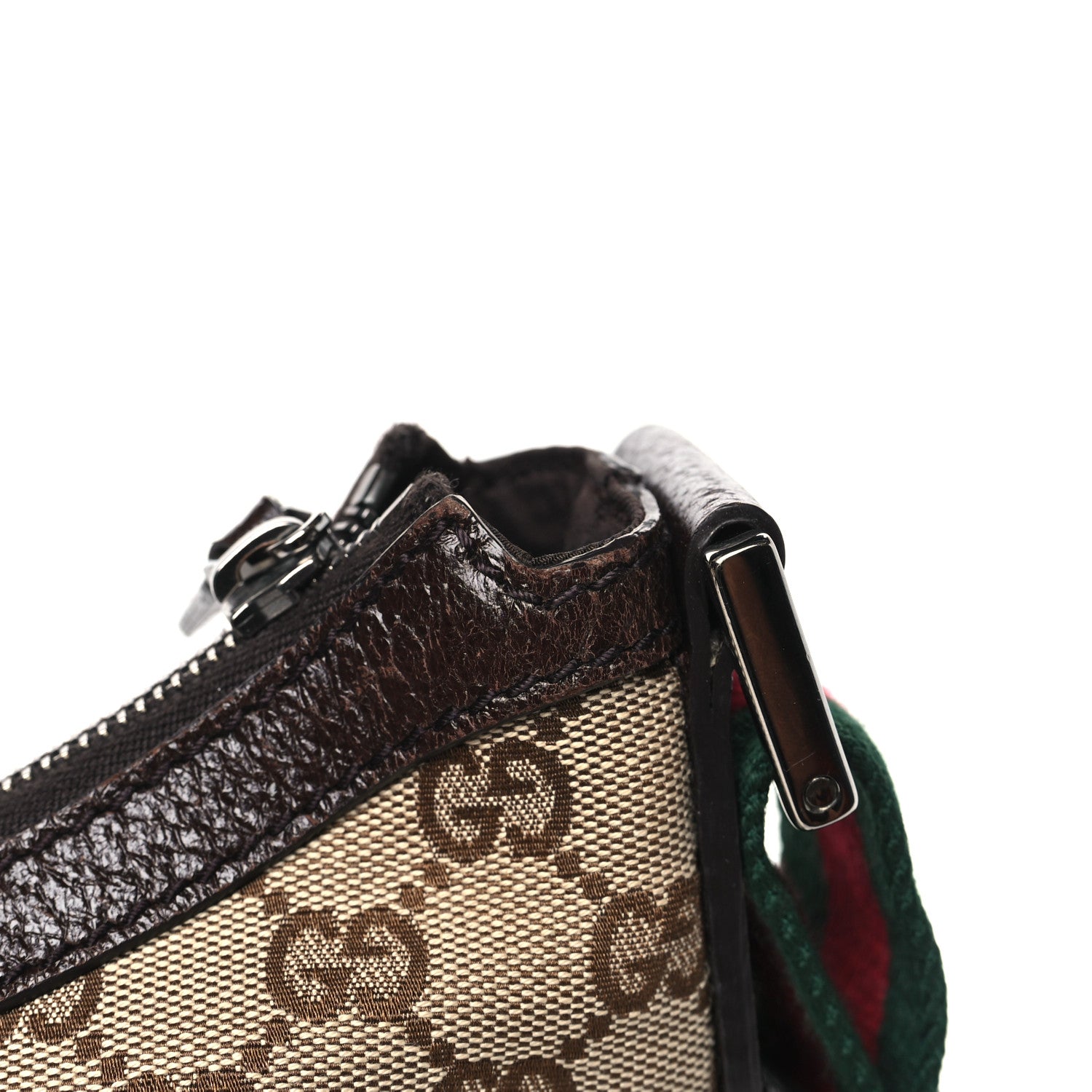 Gucci Monogram Web Medium Half Moon Hobo Dark Brown 11 of 12