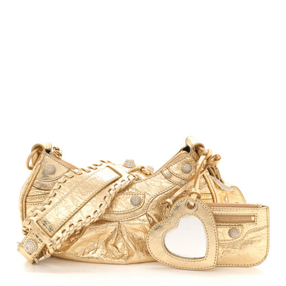 Balenciaga Metallic Agneau Arena Crystal Le Cagole Shoulder Bag XS Light Gold 3 of 11