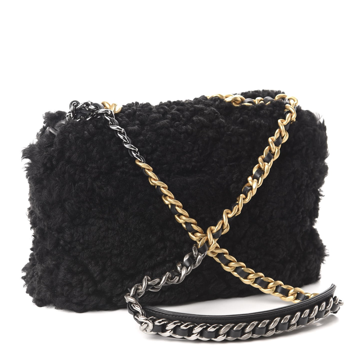 Shearling Sheepskin Large 19 Flap Black