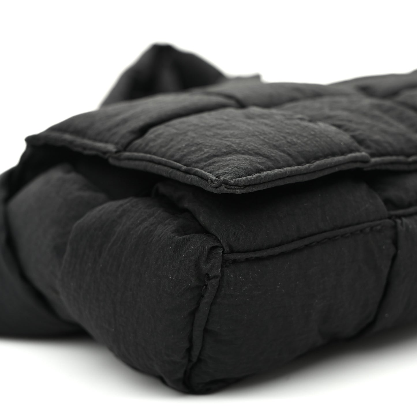 Nylon Intrecciato Padded Tech Mini Cassette Belt Bag Black