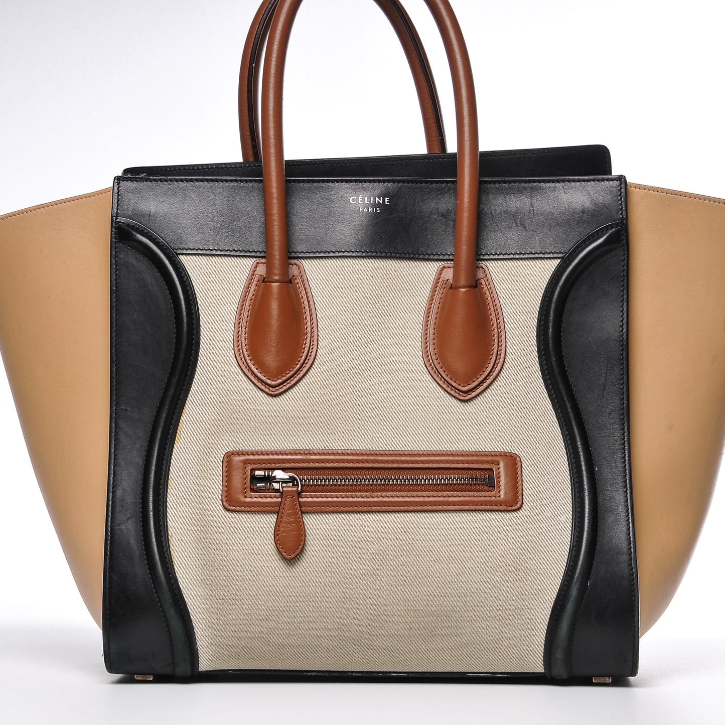 Calfskin Canvas Mini Tri-Color Luggage Tan
