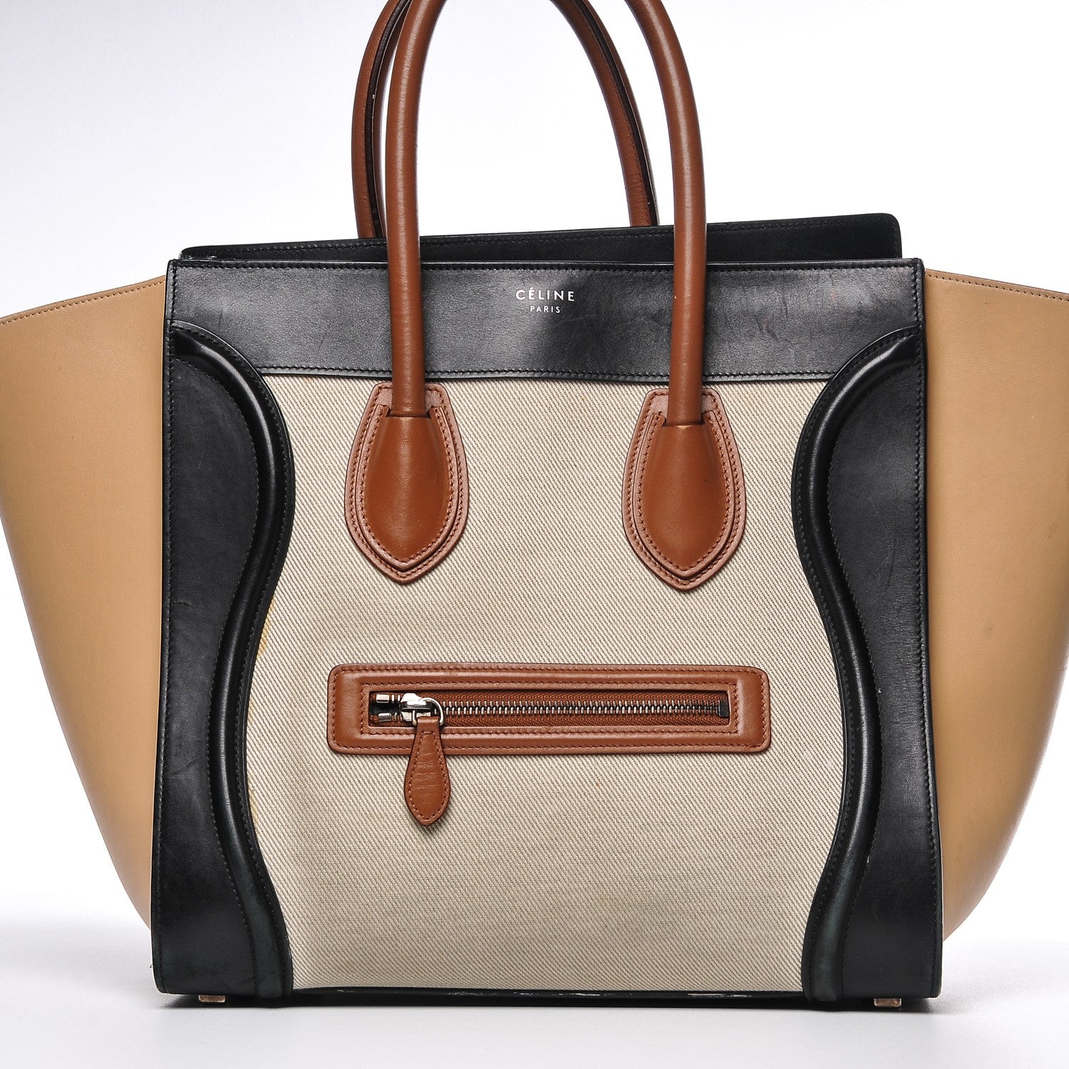 Celine Calfskin Canvas Mini Tri-Color Luggage Tan 8 of 14