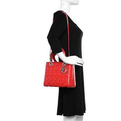 Christian Dior Patent Cannage Medium Lady Dior Fuchsia 2 of 16