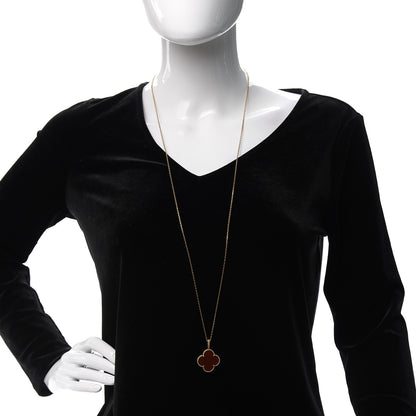 Van Cleef & Arpels 18K Yellow Gold Carnelian Magic Alhambra Long Necklace 2 of 6