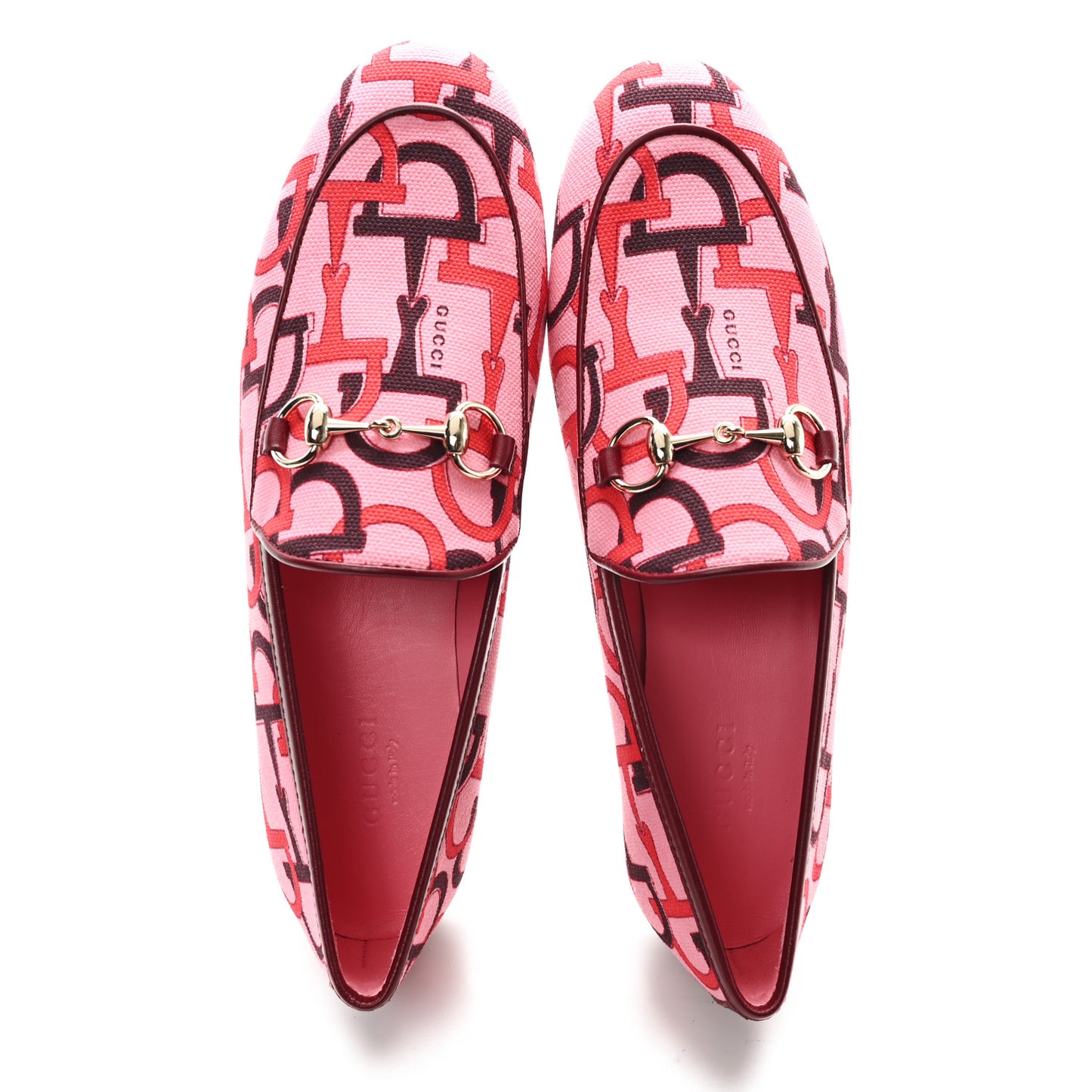 Betis Glamour Canvas Horsebit Print Womens Jordaan Loafers 36 Pink Rosso Ancora