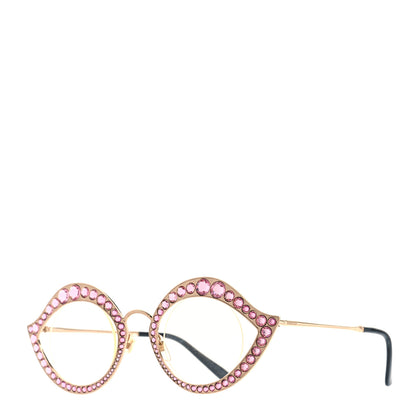 Gucci Metal Crystal Cat Eye Sunglasses GG0046S Pink 1 of 7