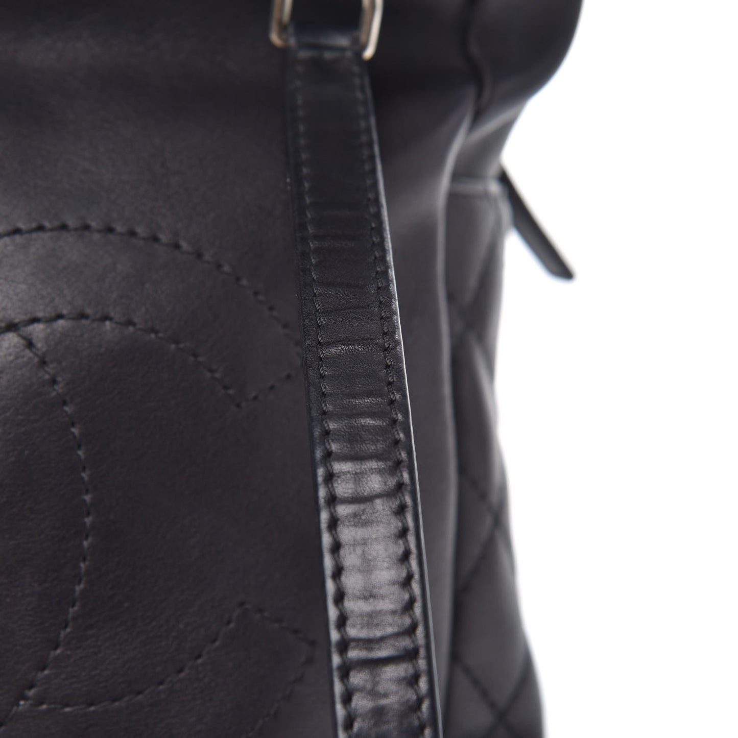 Lambskin Quilted Drawstring Backpack Black