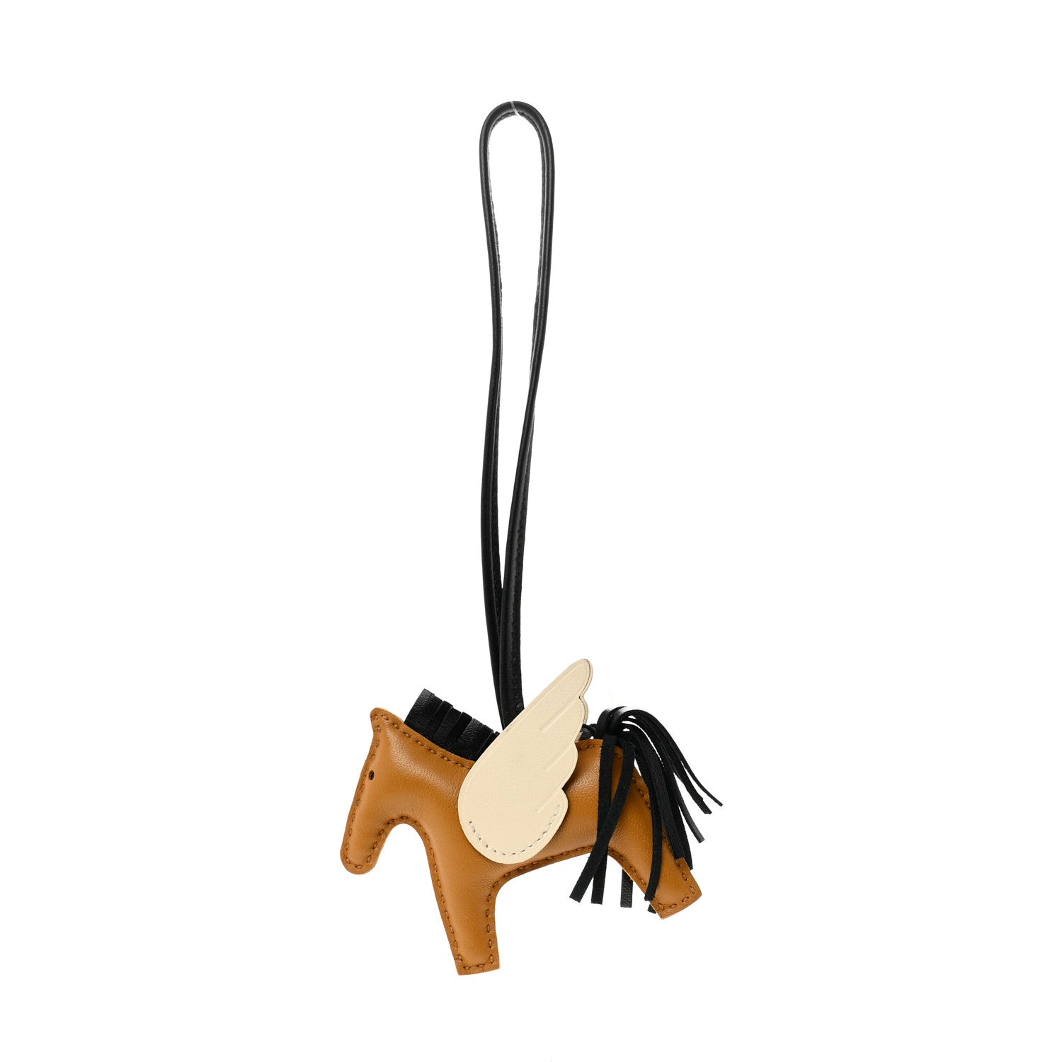 Hermes Milo Lambskin Grigri Rodeo Pegase Horse Bag Charm PM Sesame Black Nata 1 of 5